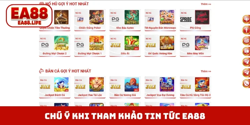 Chú ý cần nhớ khi tham khảo tin tức EA88